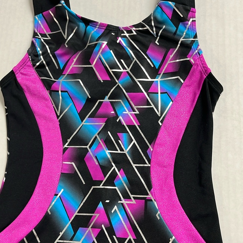 Girls Daskin Freestyle Bodysuit Leotard Gymmastics Geometric One Piece. SIZE 7/8 - Picture 5 of 8